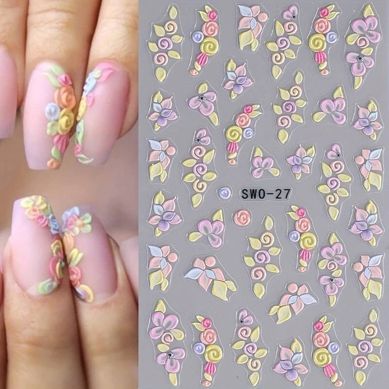Nail Art Stickers Decals Spring Summer Flowers Floral Daisy Daisies Petals SW027 Daisies
