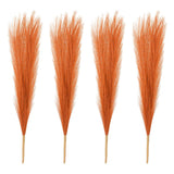 4 Pcs 17 Inch Faux Pampas Grass Artificial Boho Decor Orange Pampas Grass