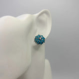 925 Silver, Sunflower Earrings-Turquoise Sunflower