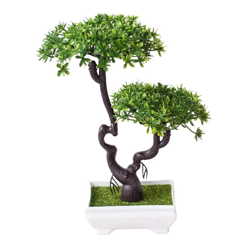 Synthetic Potted Bonsai Tree for Tabletop Display No Sunlight Required Green Plant