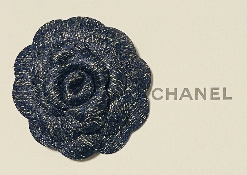 Chanel Camellia Flower - converted to brooch/pin - Black & Gold Specks - As-Is Flowering Plants
