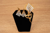 Gold Toned Jeweled Calla Lily Flower Brooch Pin With Matching Clip On Earrings Lily