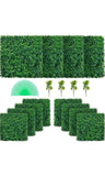 12Pcs 20" X 20" Artificial Boxwood Wall Hedge Plant Panels Outdoor Grass Fence Green Plant