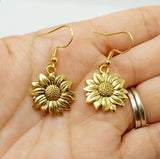 Sunflower charm dangle earrings, stainless steel earring hooks, US seller Sunflower