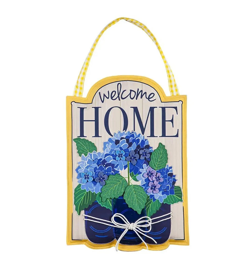 Welcome Home Hydrangeas Door Decor 13.5 x 20 Hydrangea