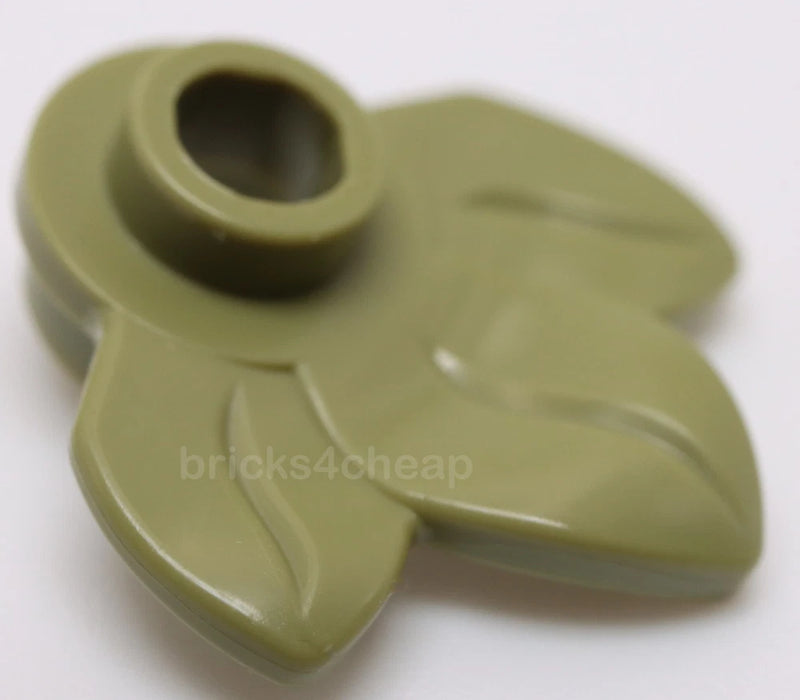 Lego 20x Olive Green Plant Plate Round 1 x 1 with 3 Layered Leaves Green Plant