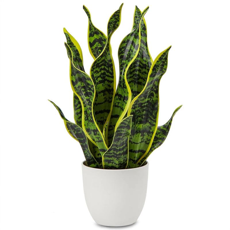 Artificial Snake Plant Potted Faux Sansevieria Trifasciata Plants, 16.5" Trop... Green Plant