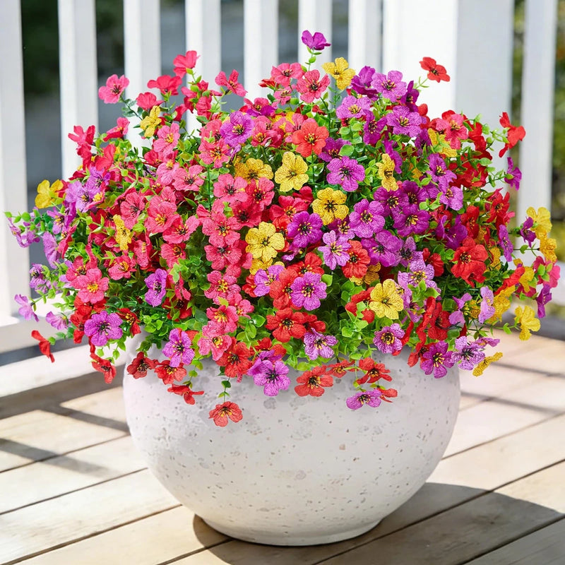 Fake Flowers for Outdoors Faux Plants Outside Indoor,UV Resistant Realistic S... Green Plant