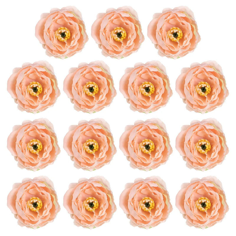 30Pcs Artificial Flower Head Fake Flowers Heads Bulk Silk Peony Heads Apricot Peony