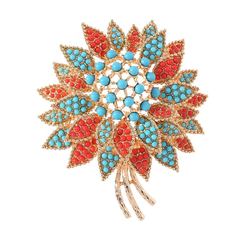 Multi-Color Millet Beads Huge Hydrangea Flower Bouquet Brooch Pin Hydrangea