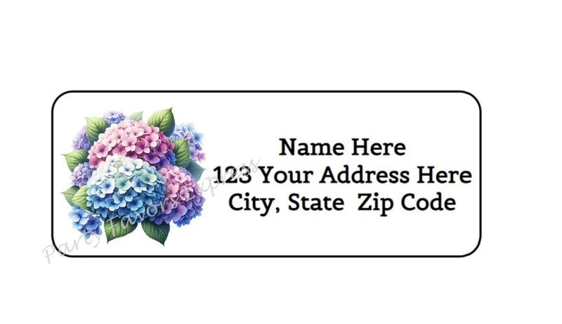 30 HYDRANGEA FLOWER PERSONALIZED RETURN ADDRESS LABELS 1 in X 2.625 in Hydrangea
