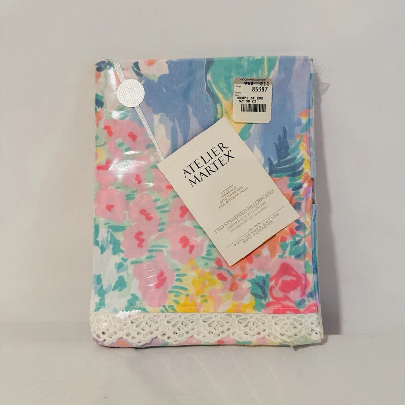 Vintage Atelier Martex MonetÕs Lilies Standard Size Set 2 Pillowcases Floral New Lily