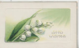 GOOD WISHES in silver, lilies of the valley flowers Tuck Easter card, circa 1910 Lily