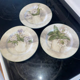 3- American Atelier Hydrangea 8 Inch Floral Bouquet 5251 Porcelain Plate Hydrangea