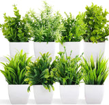 Dekorly Artificial Potted Plants, 8 Pack Artificial PlasticSmall Indoor Potted Green Plant