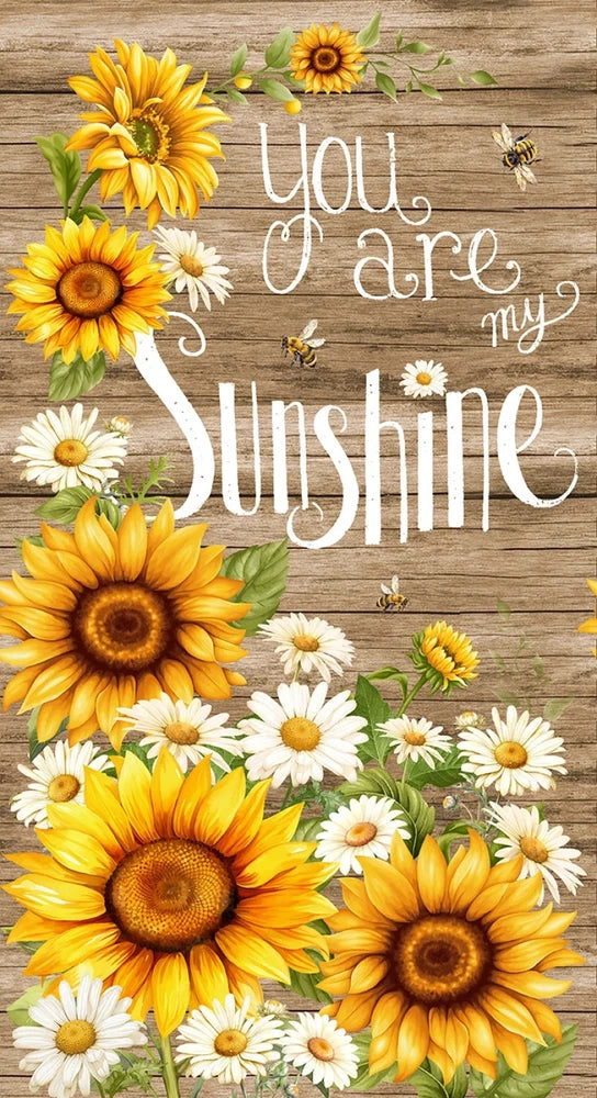 You are My Sunshine ~ Sunflower Fabric Quilt Panel ~  24" x 44" Sunflower