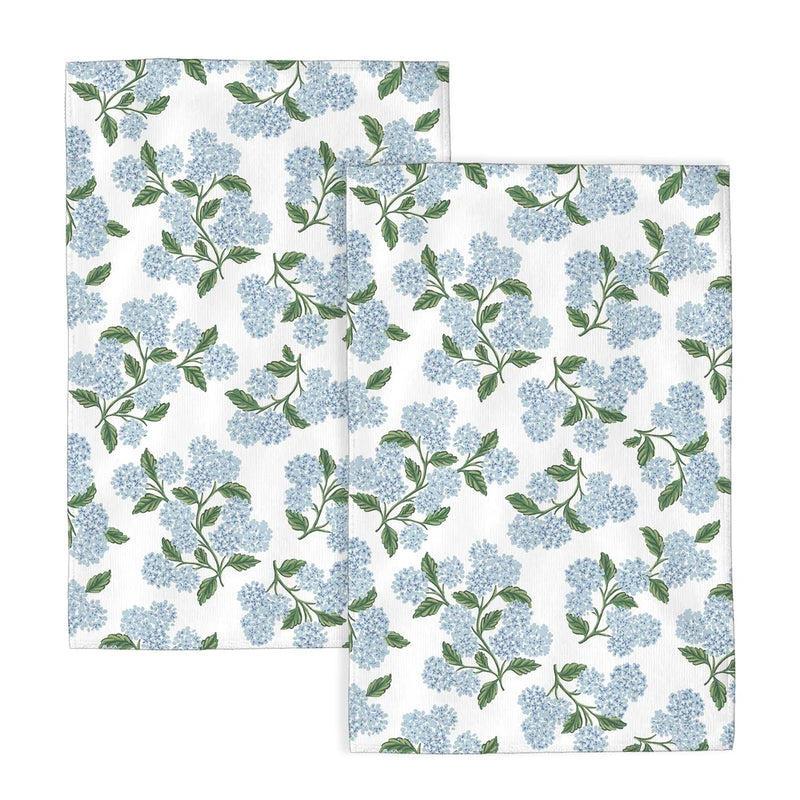 Blue Green Floral Kitchen Towels Vintage Hydrangea Flower Dish Towels, 16x24 ... Hydrangea