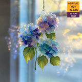 Hydrangea Bouquet Acrylic Suncatcher, 2D Flat Window Hanging Kitchen Decor Hydrangea