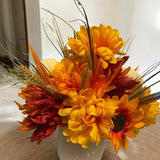 Floral Artificial Arrangement Fall Colored Leaves Sunflower