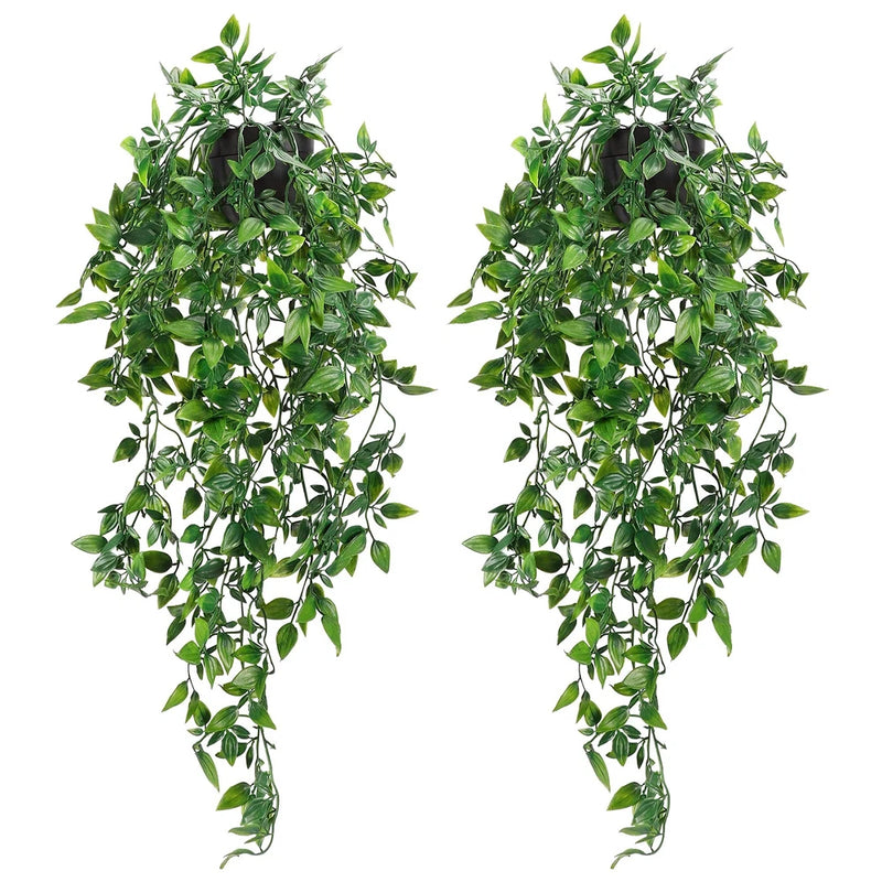 2pcs Artificial Hanging Plants for Indoor Outdoor Shelf Decor Green Plant