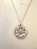 Women's Ladies SUNFLOWER Pendant Necklace Silvertone You Are My Sunshine Sunflower