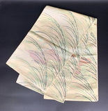 Japanese Kimono Belt Fukuro Obi Pampas Grass Design Cream Beige Green Vintage Pampas Grass