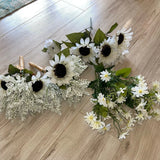 Lot Of Artificial Silk Sunflower Stems, 2 Bouquets, Daisies Cream White Floral Sunflower