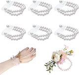 DIY 6PCS Pearl Wrist Corsage Bands for Wedding - Beautiful Handmade Accessories Bouquet