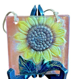 Fused Glass Sunflower Suncatcher Wall Window Plaque Flower 4x4 Sunflower