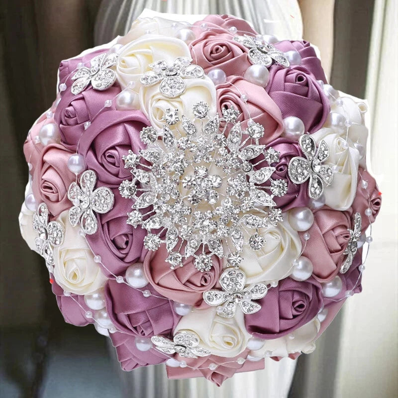 bride 1PC/LOT wine red wedding bouquet paired with pearls for wedding parties Bouquet