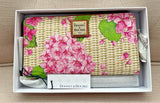 Dooney & Bourke Hydrangea Basketweave Large Zip Around Wristlet Wallet Pink3 NWT Hydrangea