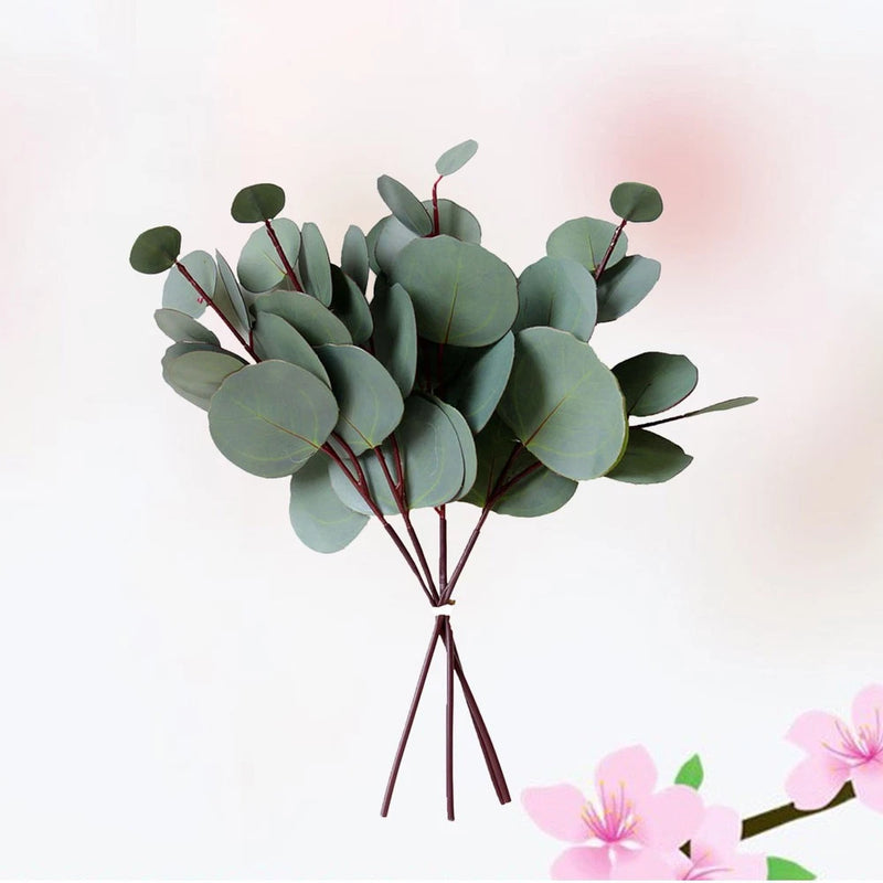 4 Pcs Round Eucalyptus Leaves Fake Plants Greenery Artificial Bulk Green Plant