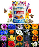 Wildflower Seed Mix - 110,600+ Non-GMO Seeds, 21 Varieties for Butterfly Garden, Garden Plants