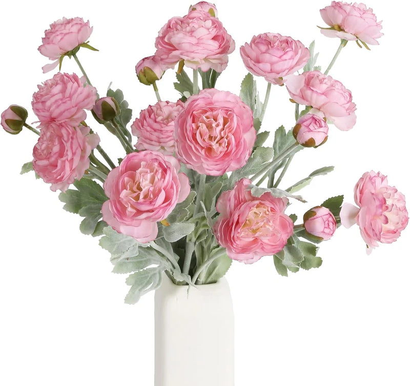 Pink Peonies Artificial Flowers 6Pcs Pink Artificial Ranunculus Flowers18Heads P Ranunculus