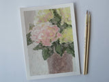 Hydrangeas Original Acrylic Painting on Paper 5" * 7" Floral Farmhouse Wall Art Hydrangea