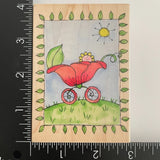 Hero Arts Flowerbud Buggy Sunflower Flower Carriage Stroller H3783 Rubber Stamp Sunflower