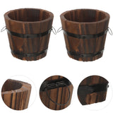 4 Pcs Small Wood Planter Pot Barrel Planter Garden Vegetable Container for Patio Garden Plants