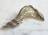 Sterling Vintage Art Deco Large Marcasite Lily Flower Brooch Lily