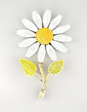 Vintage Metal Enamel Daisy Brooch Pin J44P Daisies