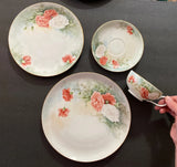Vintage Bavarian 4-Pc Place Setting Carnations Flowers Hand Painted Reichmann Carnation