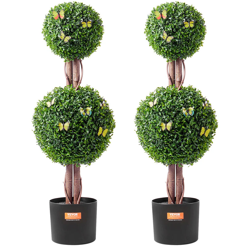 Uimoso 2Pack 3ft Artificial Topiary Tree 2Balls Faux Plant In/Outdoor Home Decor Green Plant