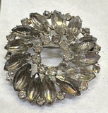 Flower Sunflower Clear Rhinestone JULIANA Vintage Pin Brooch Silver J-511 Sunflower