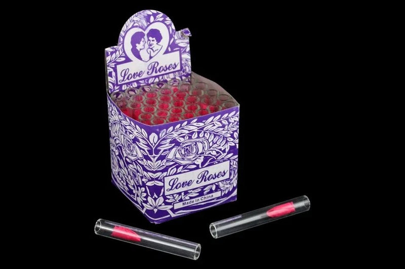 Purple rose-themed 36-piece gift box with clear tubes capped in pink