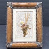 Dried 3D Art In Wood Antiqued Frame Baby Chic Flowers 9" x 7" Dried Flower