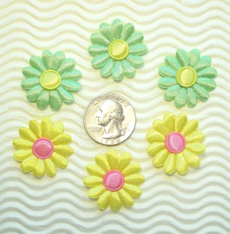 60 pc x (1 1/8") Satin Sunflower/Daisy Flower Padded Appliques Wedding ST424 Sunflower