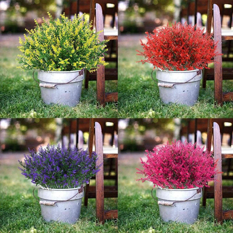 8/16/32 Bundles Flowers Artificial Fake Plants UV Resistant Flower Home Outdoor Flowering Plants