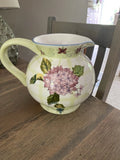 ZRIKE Hand Painted Hydrangea Pitcher Ceramic w Beautiful Floral Pattern Hydrangea