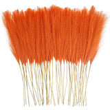 50 PCS 21.6 Burnt Orange Faux Pampas Grass, Short, Artificial, Vase Filler Pampas Grass