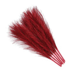 Faux Pampas Grass Fake Pampas Grass Decor, 17.7"/45cm / Red / 6 Pcs Pampas Grass