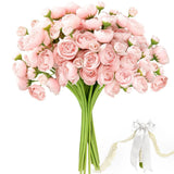 24 Pcs Ranunculus Artificial Flowers with Bows, Ribbons and Pearl Pins, Faux ... Ranunculus